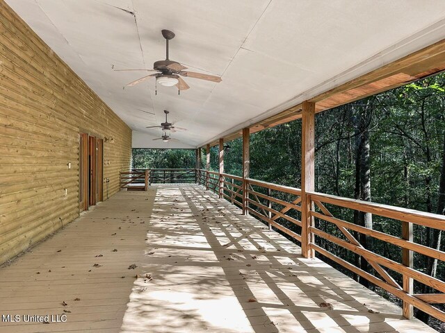 159 Vard Sullivan Rd, Pinola, MS 39149 - wooden terrace with ceiling fan
