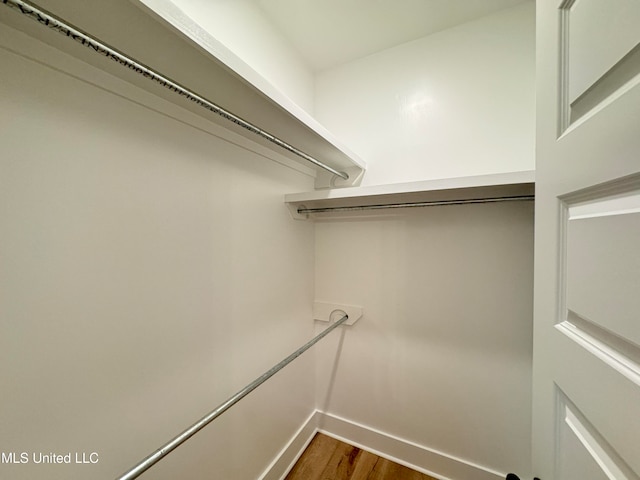 walk in closet featuring dark wood-type flooring