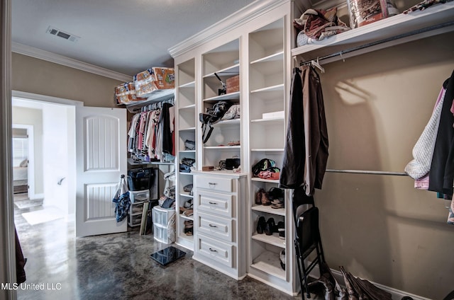 spacious closet with visible vents