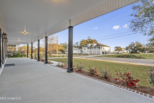 view of patio featuring a porch