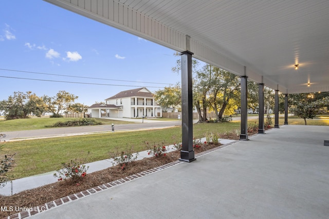 view of patio featuring a porch