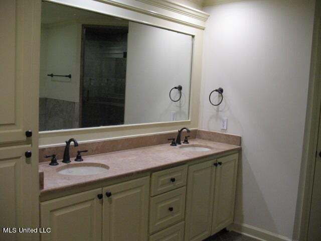 bathroom featuring a sink and double vanity