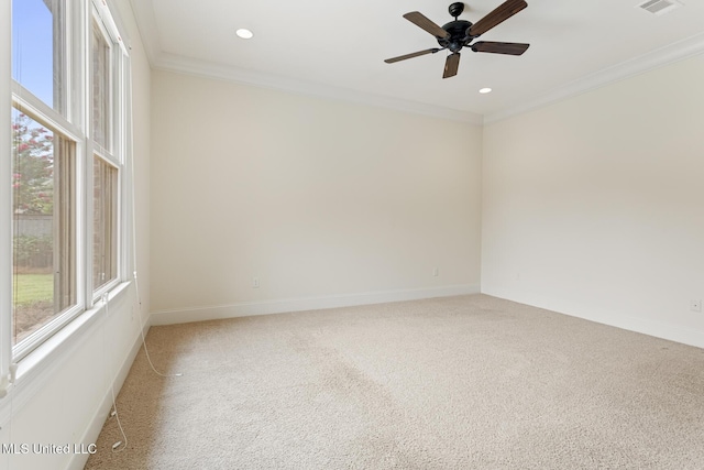 117 Belle Ct, Madison, MS 39110 - carpeted spare room with crown molding, a ceiling fan, and recessed lighting