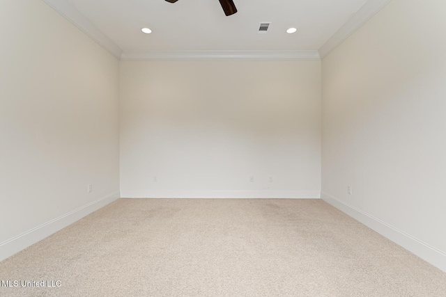 117 Belle Ct, Madison, MS 39110 - empty room featuring crown molding, a ceiling fan, carpet flooring, and recessed lighting