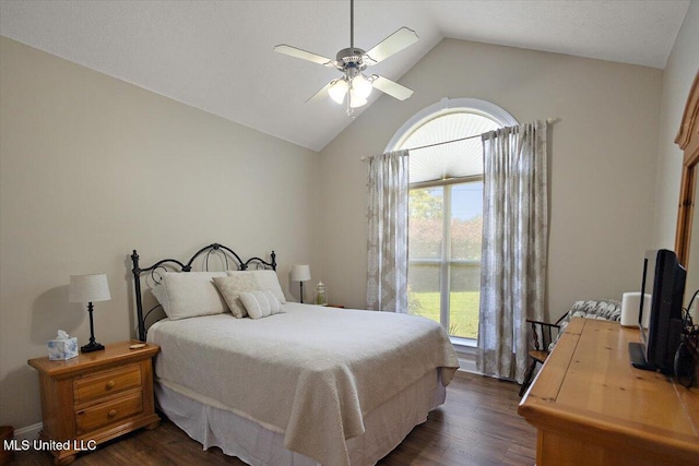 1510 Independence Blvd, Flowood, MS 39232 - bedroom featuring dark wood finished floors, high vaulted ceiling, and a ceiling fan