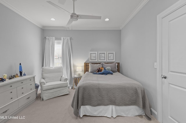 131 Camden Trl, Madison, MS 39110 - bedroom with recessed lighting, crown molding, carpet flooring, and a ceiling fan