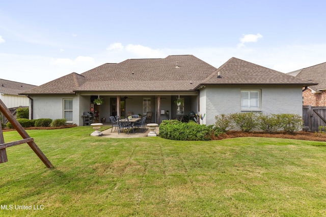 131 Camden Trl, Madison, MS 39110 - back of house featuring roof with shingles, a patio area, ceiling fan, and brick siding
