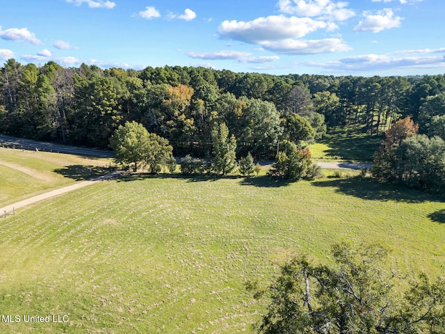 birds eye view of property featuring a rural view