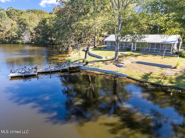 dock area featuring a water view