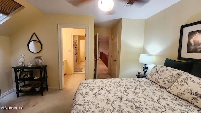 11 Aberdeen Rd, Natchez, MS 39120 - bedroom featuring light colored carpet, baseboards, ensuite bathroom, and ceiling fan