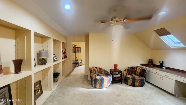 11 Aberdeen Rd, Natchez, MS 39120 - additional living space featuring light carpet, ceiling fan, a skylight, recessed lighting, and lofted ceiling