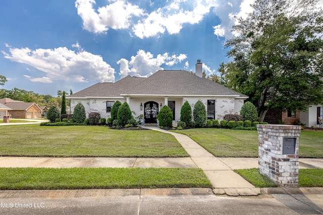 2011 Ivy Ct, Biloxi, MS 39532 - view of front facade featuring a front lawn, french doors, and a chimney