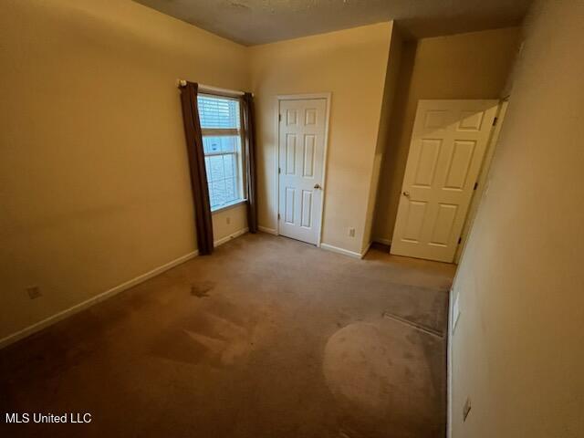 unfurnished bedroom with light colored carpet