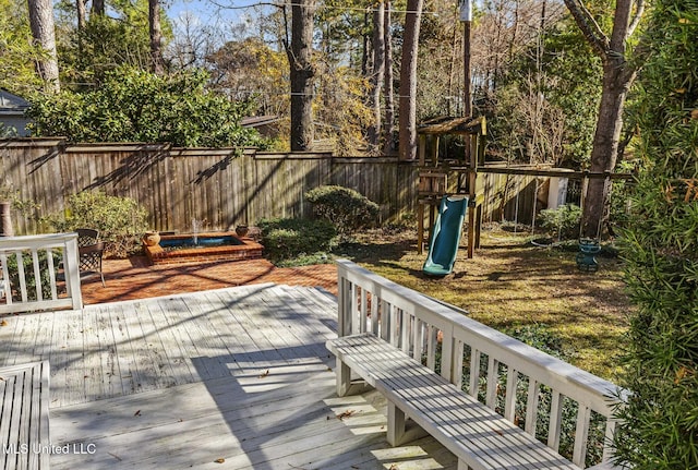 deck with a playground