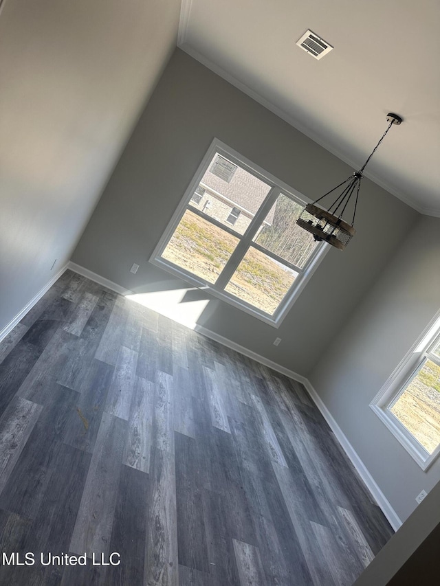 bonus room featuring plenty of natural light and dark wood-type flooring