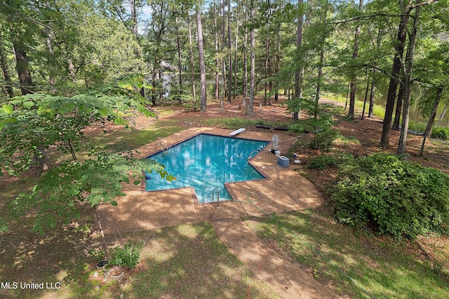 406 Springwood Cir, Terry, MS 39170 - swimming pool with a diving board and a patio