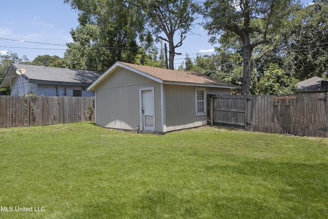 exterior space featuring a shed