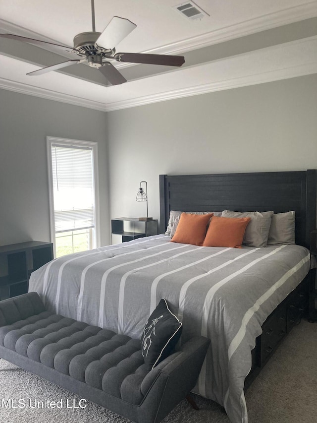 174 Falls Xing, Madison, MS 39110 - bedroom with crown molding, carpet, and a ceiling fan