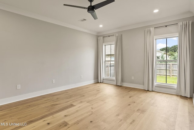 302 Wind Cv, Madison, MS 39110 - unfurnished room with crown molding, plenty of natural light, a ceiling fan, light wood-type flooring, and baseboards