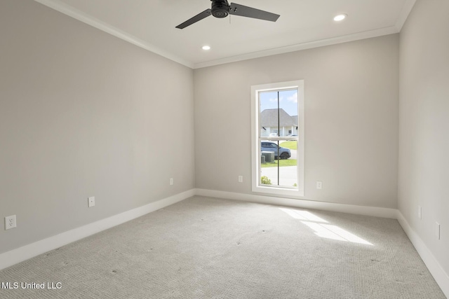 302 Wind Cv, Madison, MS 39110 - carpeted spare room featuring ceiling fan, crown molding, baseboards, and recessed lighting