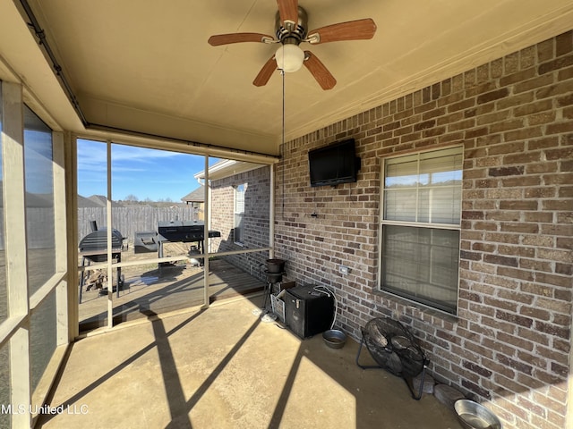 view of patio / terrace featuring ceiling fan