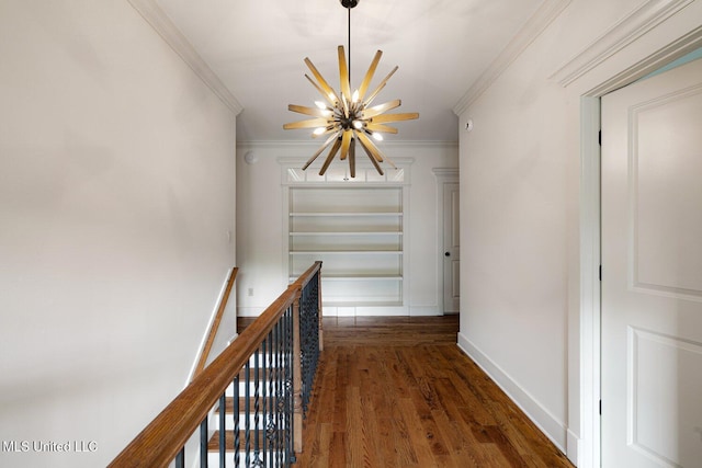 4050 Robinson Xing, Olive Branch, MS 38654 - corridor featuring crown molding, wood finished floors, an upstairs landing, and baseboards