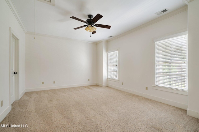 4050 Robinson Xing, Olive Branch, MS 38654 - unfurnished room featuring attic access, ornamental molding, carpet, a ceiling fan, and baseboards