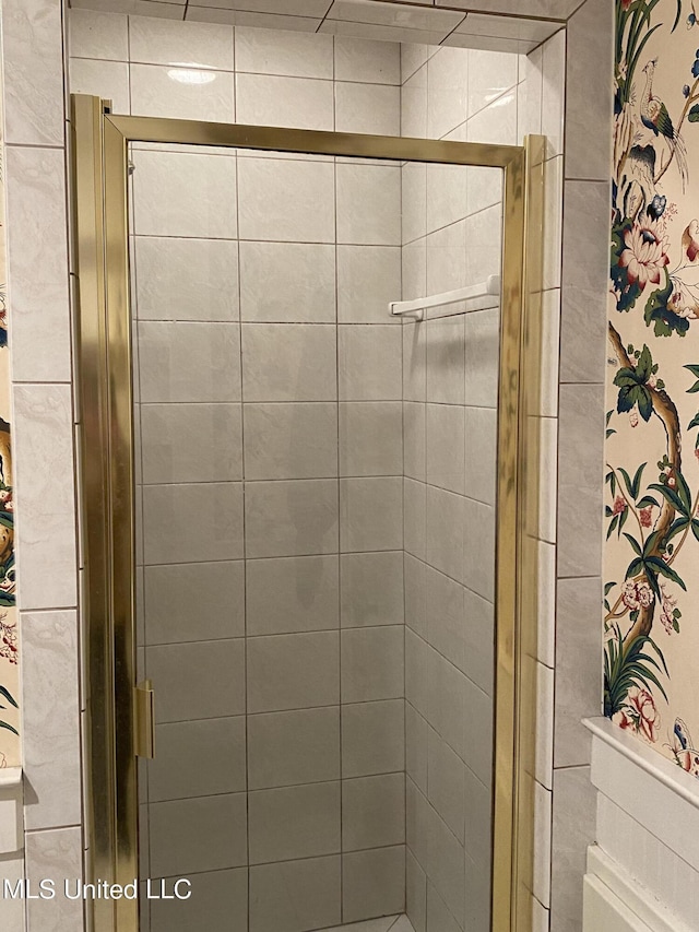 full bathroom with a shower stall