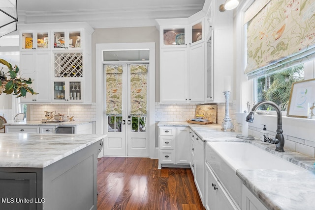 pantry with sink and french doors