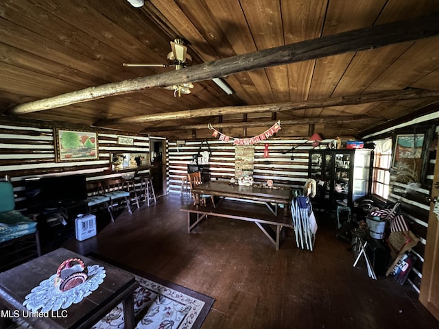1628 Dry Creek Rd, Magee, MS 39111 - misc room with wooden ceiling, hardwood / wood-style floors, and ceiling fan