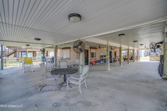 view of patio with ceiling fan