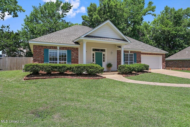 213 Pecan Cir, Brandon, MS 39042 - view of front of property with an attached garage, brick siding, driveway, and roof with shingles