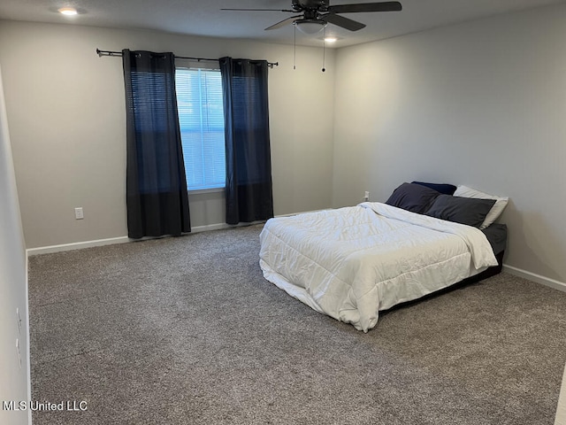 bedroom with carpet and ceiling fan