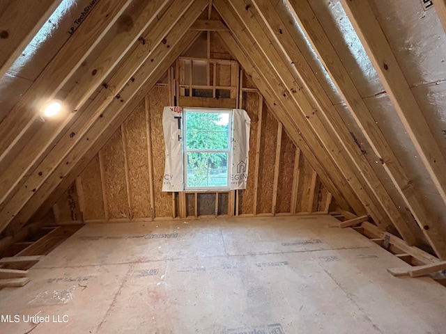 view of unfinished attic