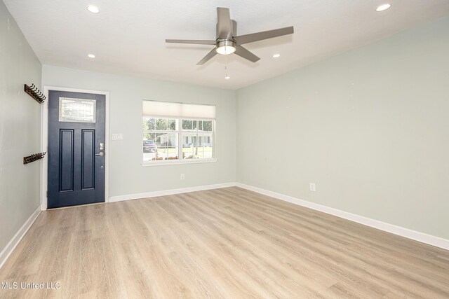 209 Audrey Cir, Ocean Springs, MS 39564 - empty room with recessed lighting, light wood-type flooring, ceiling fan, and baseboards