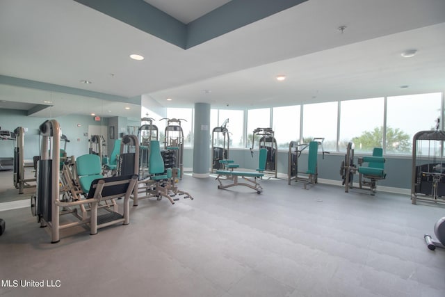2668 Beach Blvd Unit 1704, Biloxi, MS 39531 - workout area featuring baseboards and recessed lighting