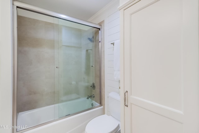 2668 Beach Blvd Unit 1704, Biloxi, MS 39531 - bathroom with toilet, enclosed tub / shower combo, and crown molding