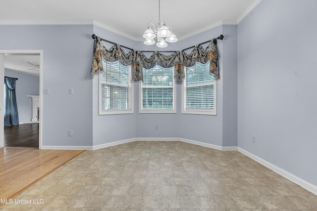700 Martin Luther King Jr Dr, Holly Springs, MS 38635 - unfurnished dining area featuring a chandelier, crown molding, and baseboards