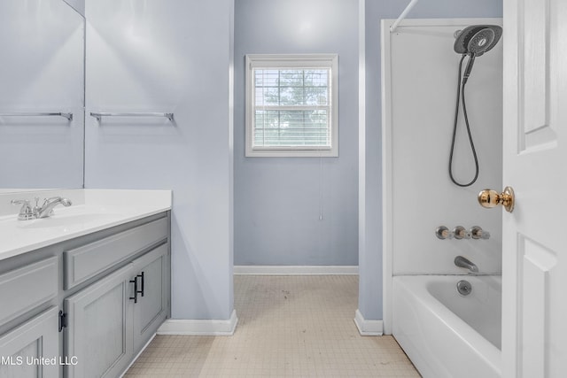 700 Martin Luther King Jr Dr, Holly Springs, MS 38635 - full bath with vanity, bathtub / shower combination, baseboards, and tile patterned floors