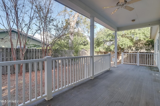 deck featuring ceiling fan