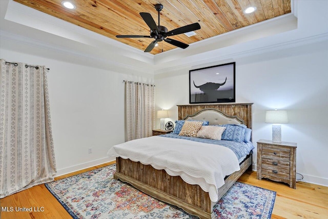 1622 Old Lake Rd, Brandon, MS 39042 - bedroom featuring a raised ceiling, wooden ceiling, crown molding, recessed lighting, and wood finished floors