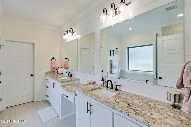 1622 Old Lake Rd, Brandon, MS 39042 - bathroom featuring crown molding and vanity