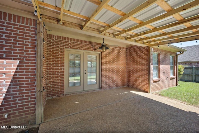 view of patio featuring french doors