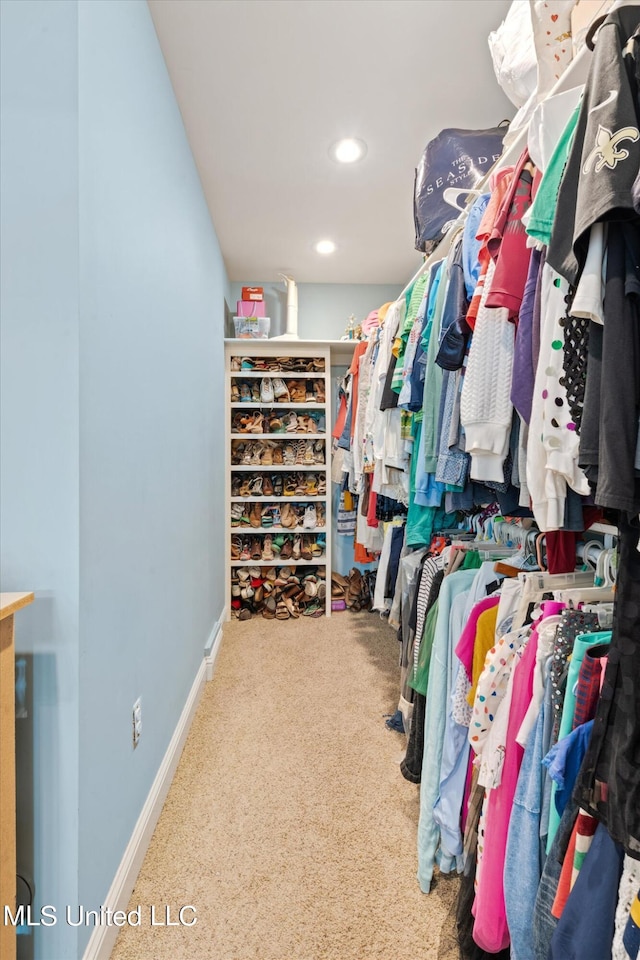 spacious closet with carpet floors