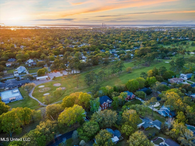 view of aerial view at dusk