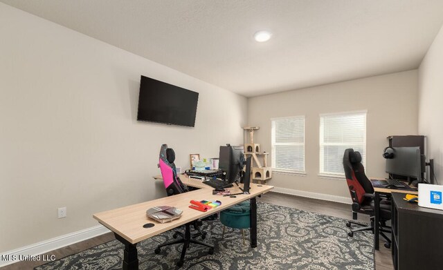 15380 Woodmanse Way, Diberville, MS 39540 - office area featuring wood finished floors, baseboards, and recessed lighting