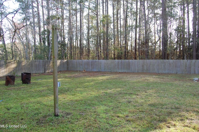 view of yard featuring a fenced backyard