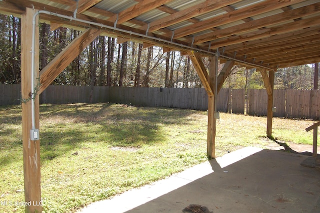 view of yard featuring a fenced backyard and a patio