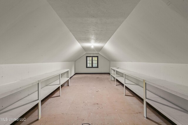 1609 SW Linda Dr, Clinton, MS 39056 - additional living space with vaulted ceiling and a textured ceiling