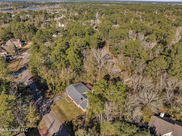 aerial view with a forest view